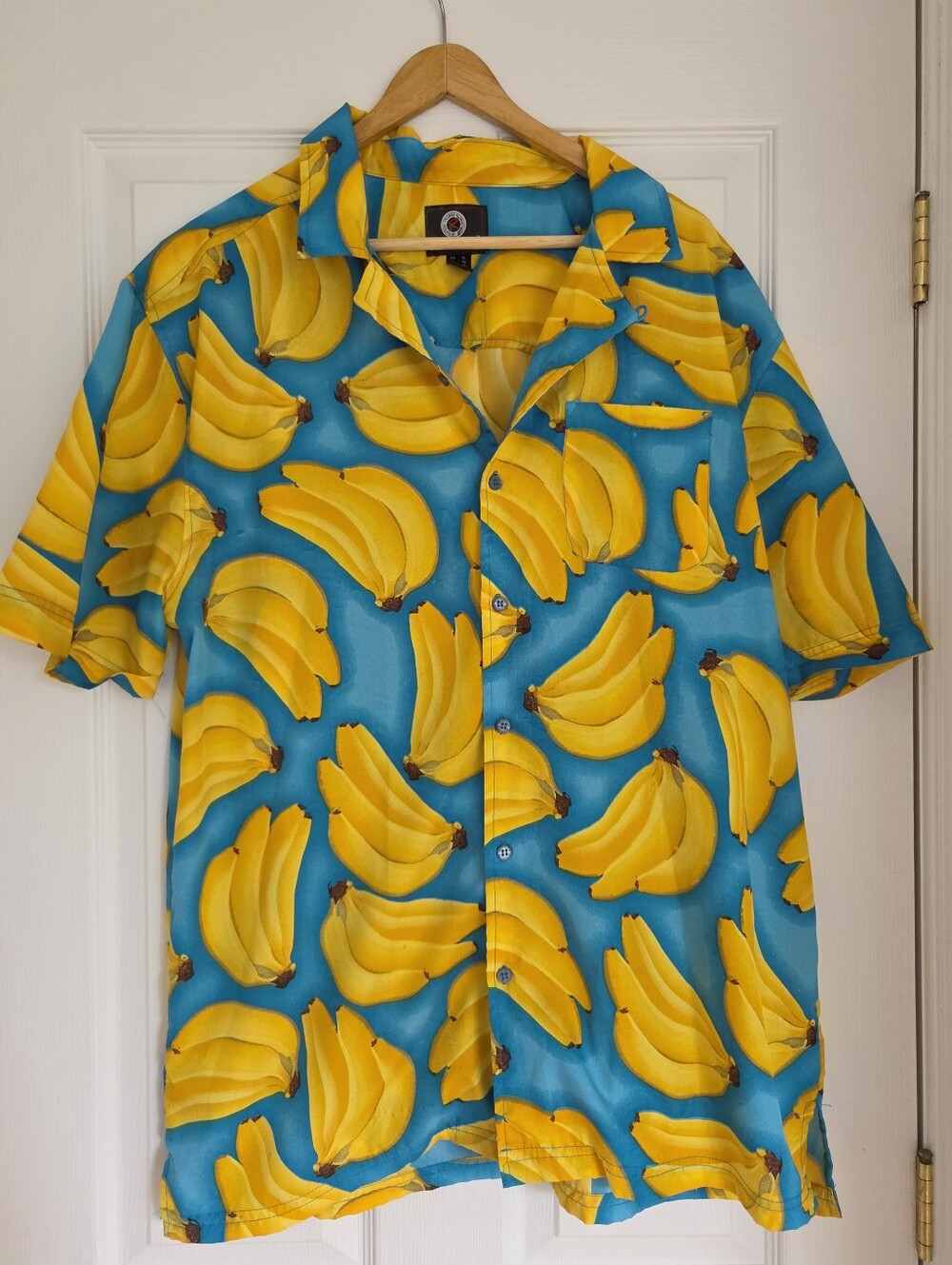 Fun and Funky Banana Print Short-Sleeve Button-Down Shirt